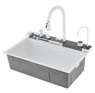 Многофункциональная кухонная мойка Savol S-SC001W с водопадом 75см белый